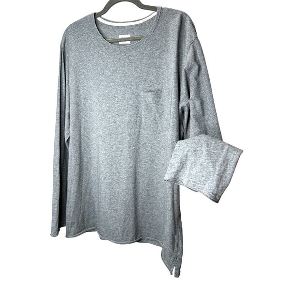 rag & bone Other - Rag & Bone Heather Gray Cotton Long Sleeve Chest Pocket Crewneck Tee XL